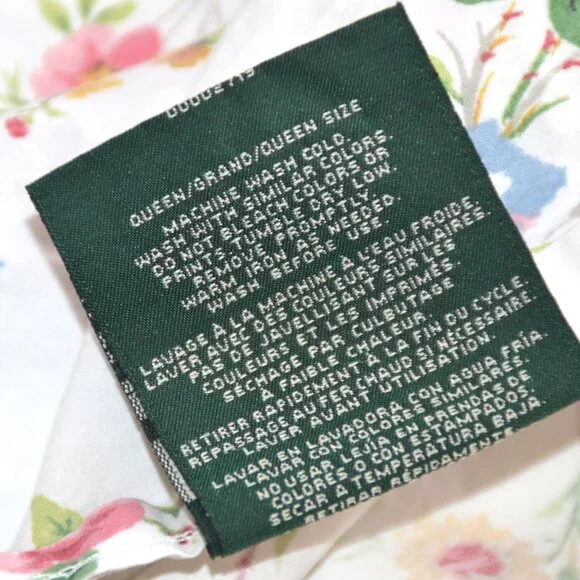 Vintage Ralph Lauren White Floral QUEEN FLAT SHEET 100% Cotton PAKISTAN - Picture 5 of 5